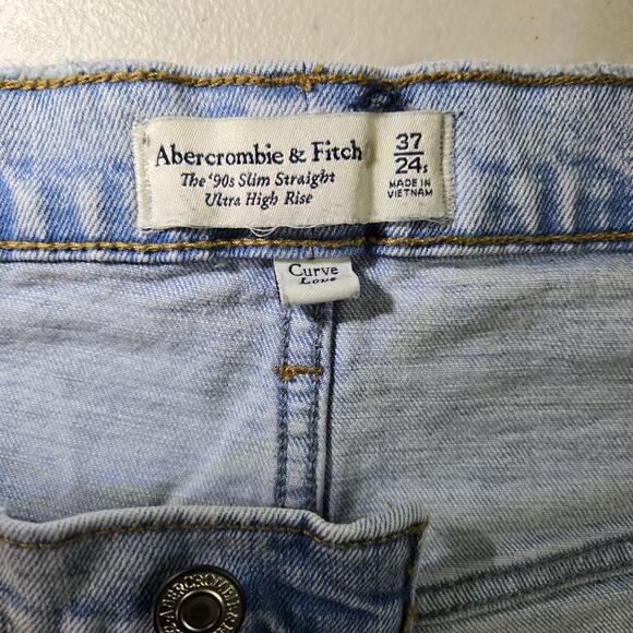 Abercrombie & Fitch Ultra High Rise The '90s Slim Straight Curve Love Jean Sz 37 - Picture 3 of 6